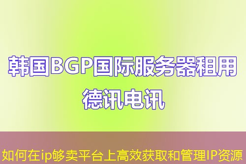 如何在ip夠賣平臺上高效獲取和管理IP資源